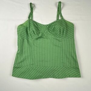 Ann Taylor LOFT Green Cotton Bustier Cami Top Petite 8 Striped